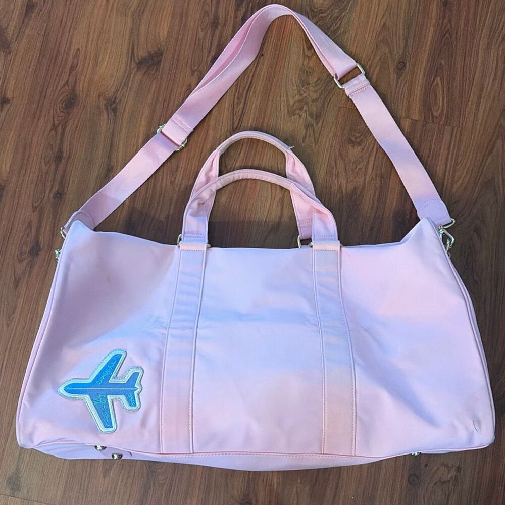 Stoney Clover Lane light pink extra large, travel, bag, tote bag, rainbow patch